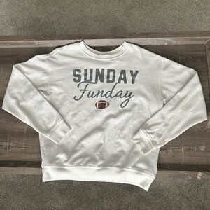 2/$15 Sunday Funday white sweatshirt womens size small football nfl college ncaa
